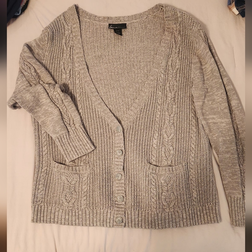 Light Gray Cable Knit Cardigan